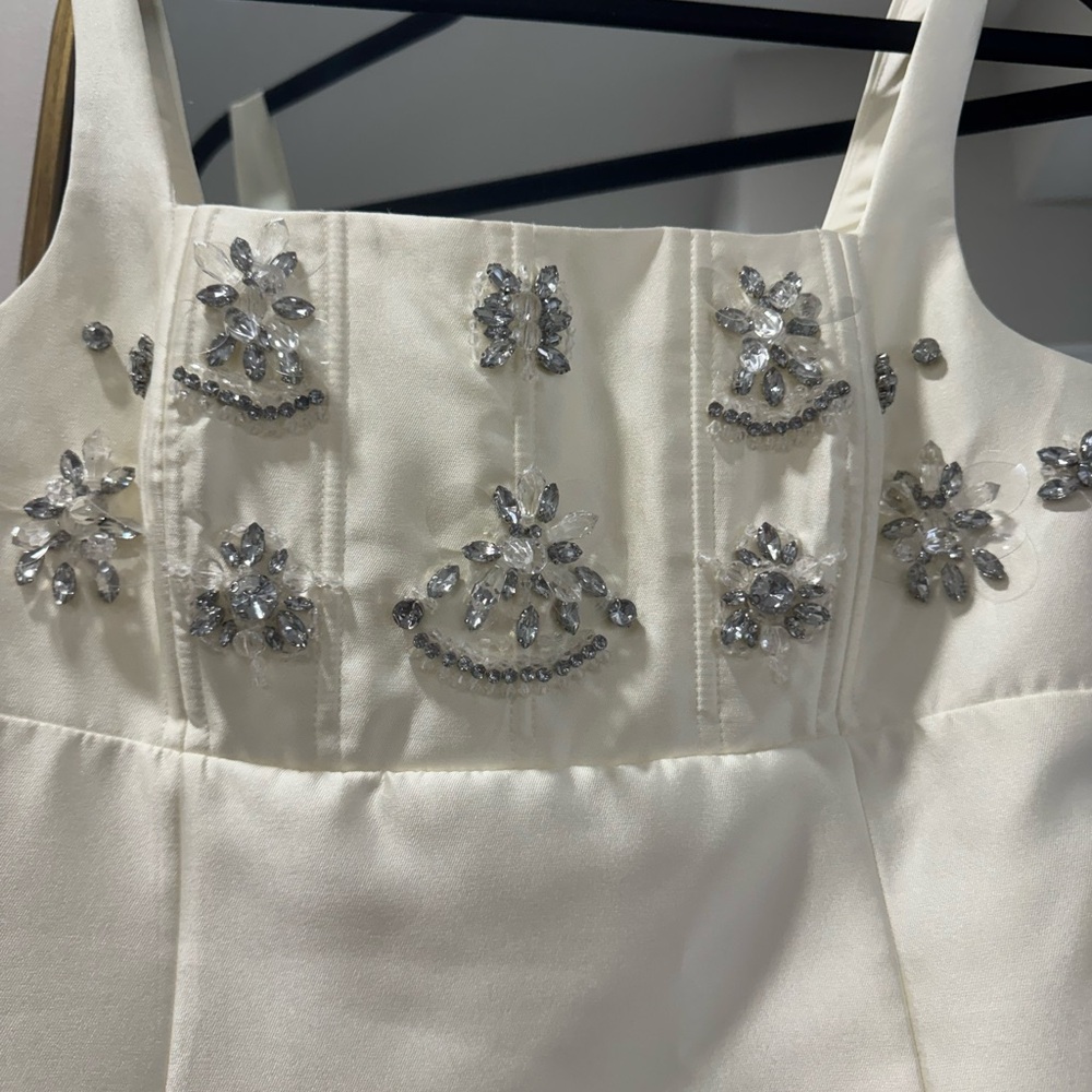 Gianni Bini White Mini Dress with Embellished Bodice - Picture 3 of 4